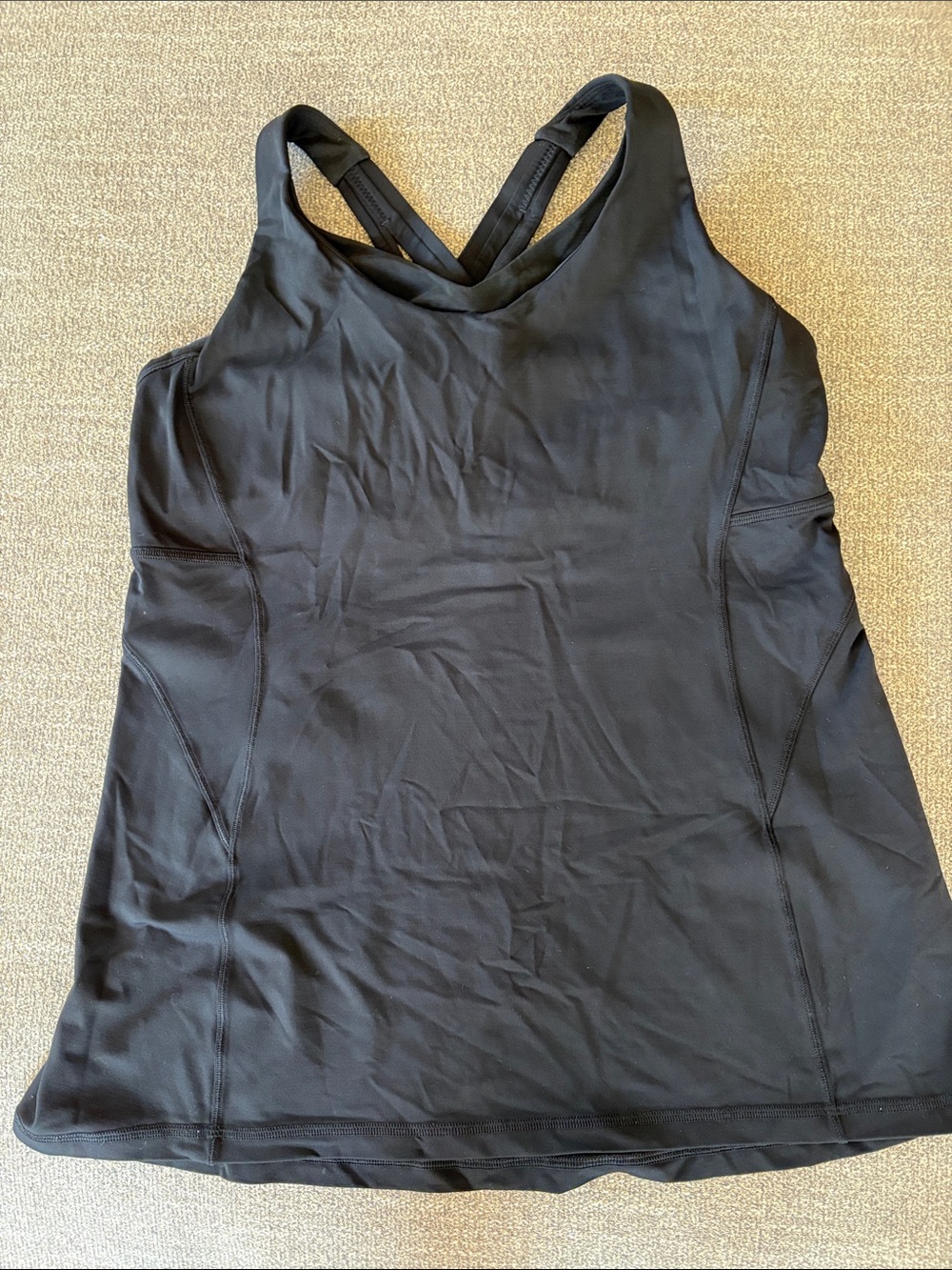 LULULEMON Black Workout Gym Tank Strappy EUC Size 12